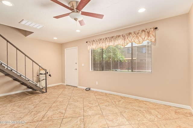 1312 S Avenida Polar Unit A6, Tucson, AZ 85710 - foyer featuring a ceiling fan, recessed lighting, and stairway