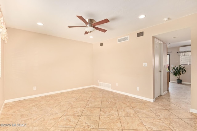 1312 S Avenida Polar Unit A6, Tucson, AZ 85710 - unfurnished room featuring ceiling fan, recessed lighting, a wall unit AC, and a smoke detector