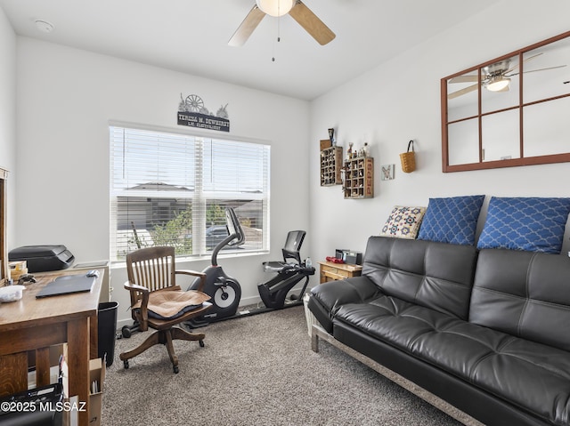 656 W Wilkinson St, Corona De Tucson, AZ 85641 - carpeted home office featuring ceiling fan and baseboards