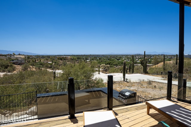 5051 N Hillcrest Dr, Tucson, AZ 85704 - wooden terrace featuring a mountain view and grilling area
