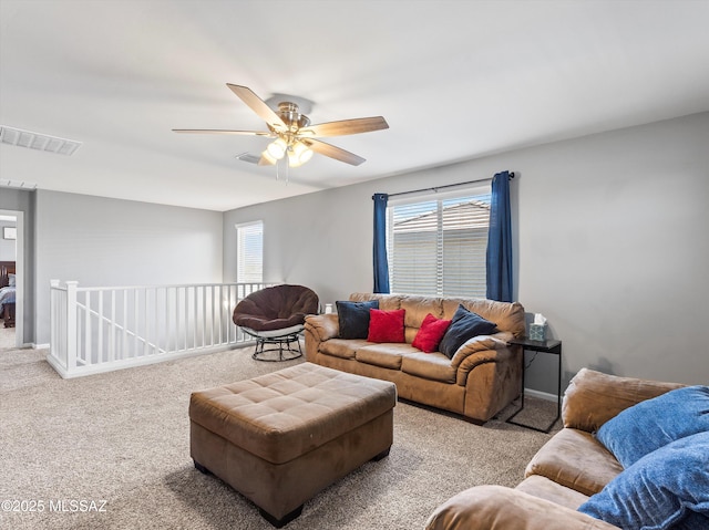 11471 E Squash Blossom Loop, Tucson, AZ 85747 - carpeted living room featuring ceiling fan and baseboards