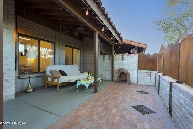 2000 E Campbell Ter, Tucson, AZ 85718 - fenced backyard featuring a patio area and ceiling fan