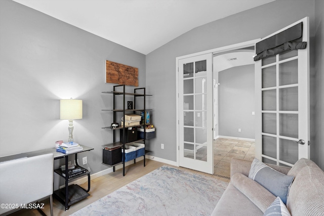 8470 N Gaetano Loop, Tucson, AZ 85742 - sitting room featuring french doors and lofted ceiling