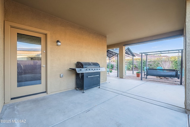 1123 E Lumberjack Trl, Sahuarita, AZ 85629 - view of patio / terrace with a grill and glass enclosure
