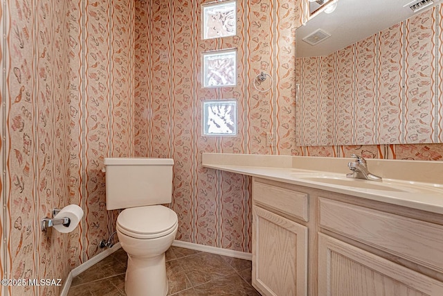4823 S View Ridge Dr, Green Valley, AZ 85622 - bathroom with vanity and wallpapered walls
