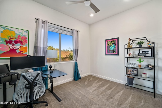 1144 S Castar Dr, Tucson, AZ 85745 - carpeted office space featuring ceiling fan and recessed lighting