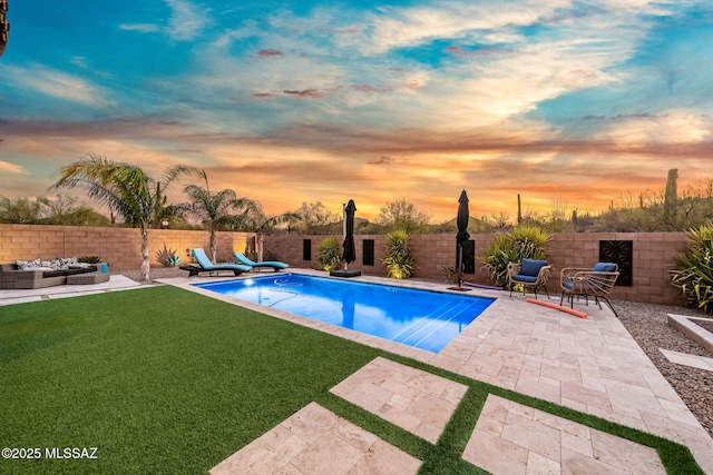 1144 S Castar Dr, Tucson, AZ 85745 - view of pool featuring a patio area, a fenced backyard, and an outdoor hangout area