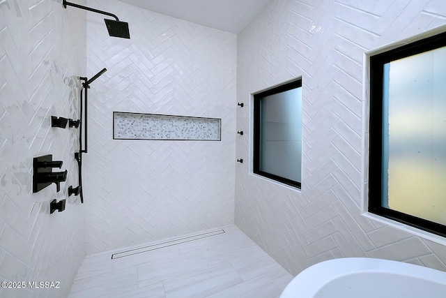 6530 N Finisterra, Tucson, AZ 85750 - bathroom with tiled shower and a sink