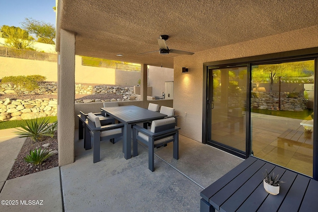 6530 N Finisterra, Tucson, AZ 85750 - view of patio / terrace featuring outdoor dining area and a ceiling fan