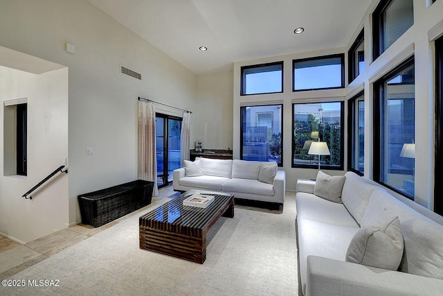 6530 N Finisterra, Tucson, AZ 85750 - living area featuring a high ceiling and recessed lighting