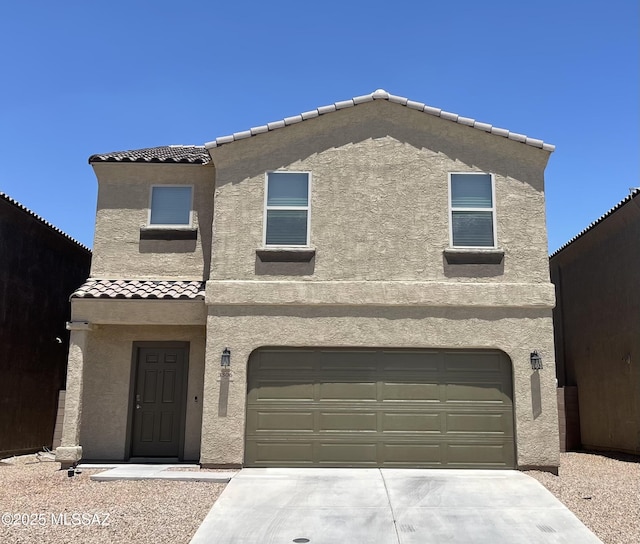 3306 N Baby Bruno Way, Tucson, AZ 85745 - view of front of house with stucco siding, a tiled roof, concrete driveway, and an attached garage