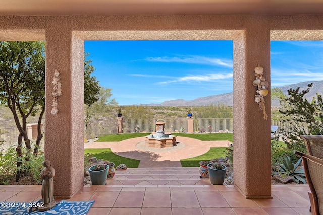 1511 E Placita Meseta Dorada, Oro Valley, AZ 85755 - fenced backyard featuring a patio and a mountain view
