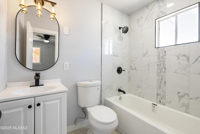 5609 E Juarez St, Tucson, AZ 85711 - full bath featuring vanity, tub / shower combination, and a ceiling fan