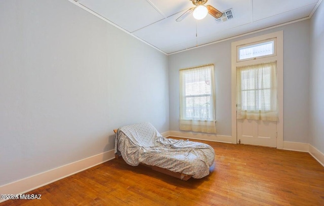 201 B St, Bisbee, AZ 85603 - sitting room featuring ceiling fan, crown molding, and wood finished floors