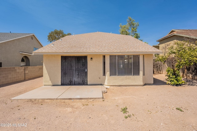 3556 W Avenida Del Mar, Tucson, AZ 85746 - rear view of property featuring stucco siding, a patio, a fenced backyard, and a shingled roof