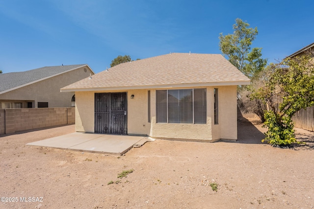 3556 W Avenida Del Mar, Tucson, AZ 85746 - rear view of property with a patio area, a fenced backyard, stucco siding, and roof with shingles