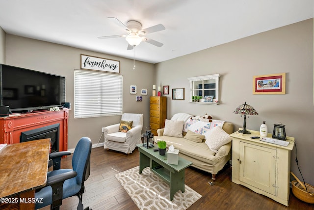 1939 S San Vincent Dr, Green Valley, AZ 85614 - living room featuring ceiling fan and wood finished floors