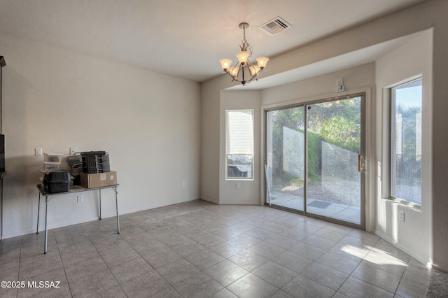 817 E Deer Spring Canyon Pl, Sahuarita, AZ 85629 - unfurnished dining area featuring a chandelier, tile patterned flooring, and an office area