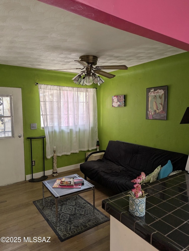 1036 S 4th Ave, Tucson, AZ 85701 - living area featuring wood finished floors and a ceiling fan