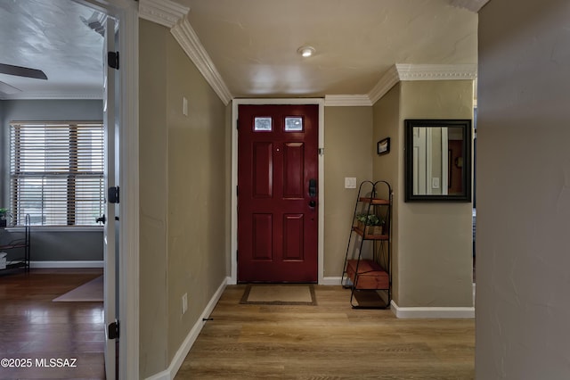 6651 N Campbell Ave Unit 286, Tucson, AZ 85718 - entrance foyer featuring wood finished floors, crown molding, and a ceiling fan