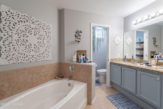 9908 E Shadow Glen Ct, Tucson, AZ 85748 - full bath featuring a bath, double vanity, and tile patterned flooring