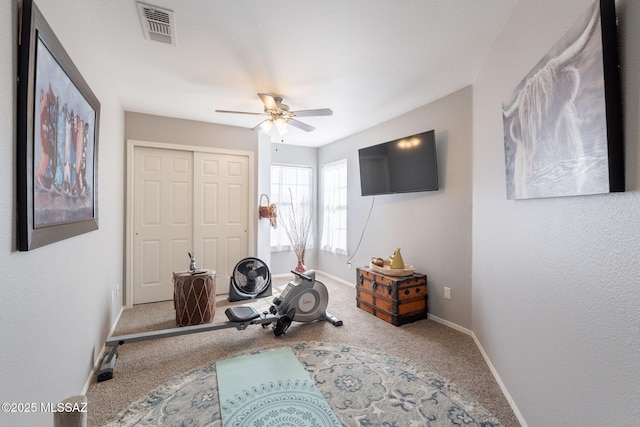 9908 E Shadow Glen Ct, Tucson, AZ 85748 - workout room with carpet and a ceiling fan