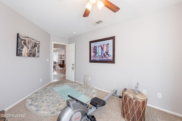 9908 E Shadow Glen Ct, Tucson, AZ 85748 - exercise room featuring light colored carpet and ceiling fan