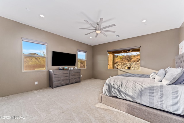 3188 W Tumamoc Dr, Tucson, AZ 85745 - carpeted bedroom featuring recessed lighting and a ceiling fan