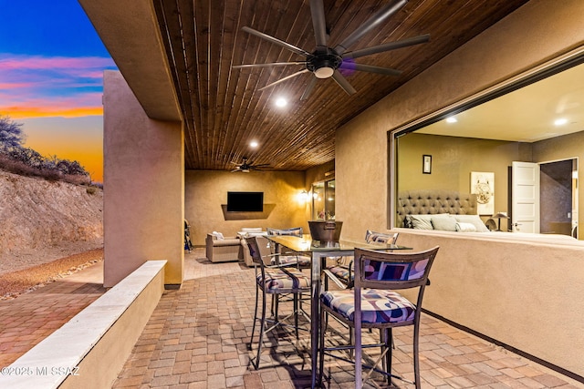 3188 W Tumamoc Dr, Tucson, AZ 85745 - view of patio with a ceiling fan, an outdoor living space, and outdoor dining area