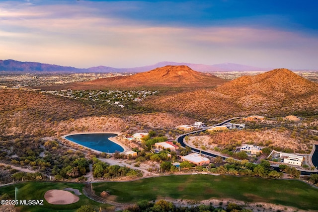 3188 W Tumamoc Dr, Tucson, AZ 85745 - aerial view of property and surrounding area with a mountainous background and a golf course