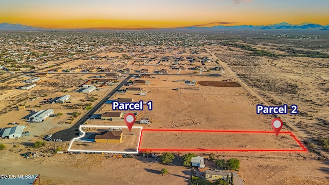 13331 N Carbine Ct, Marana, AZ 85653 - aerial overview of property's location with mountains and property boundaries highlighted