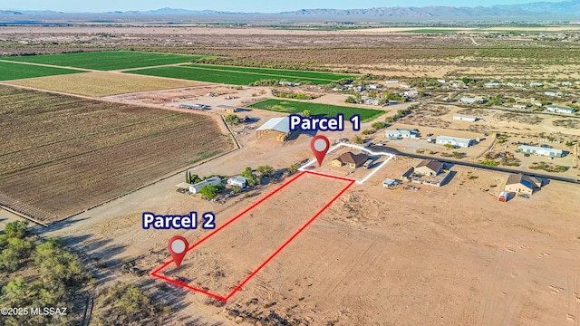 13331 N Carbine Ct, Marana, AZ 85653 - overview of rural landscape featuring a mountain backdrop and property boundaries highlighted