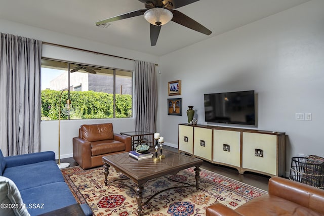 3923 S Camino Ensenada Del Pantano, Tucson, AZ 85730 - living room featuring a ceiling fan and wood finished floors