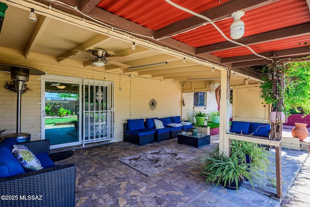 8681 E Desert Palm St, Tucson, AZ 85730 - view of patio with an outdoor hangout area and a ceiling fan