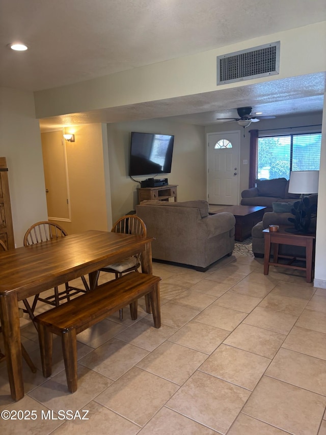 6100 N La Canada Dr, Tucson, AZ 85704 - dining room featuring light tile patterned floors, recessed lighting, and a ceiling fan
