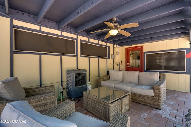 6951 E Hayne Pl, Tucson, AZ 85710 - view of patio / terrace featuring outdoor lounge area and a ceiling fan