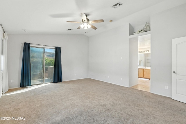 7705 W Taltson Dr, Tucson, AZ 85743 - unfurnished room with vaulted ceiling, light colored carpet, and ceiling fan