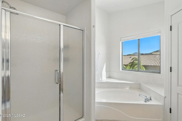 7705 W Taltson Dr, Tucson, AZ 85743 - bathroom featuring a bath and a shower stall