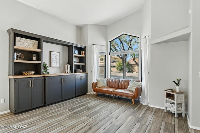 7705 W Taltson Dr, Tucson, AZ 85743 - living area featuring a high ceiling and light wood-type flooring