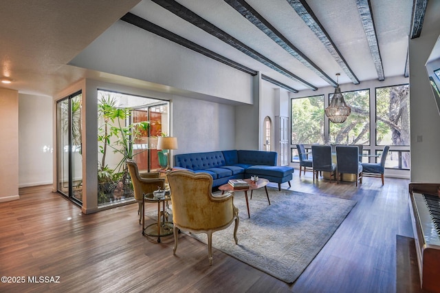 1310 N Dorado Blvd, Tucson, AZ 85715 - living room with wood finished floors and beam ceiling