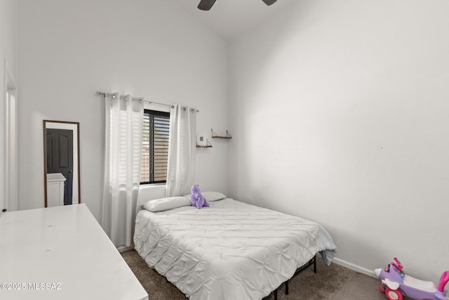10636 E Malta St, Tucson, AZ 85747 - carpeted bedroom with a ceiling fan and high vaulted ceiling