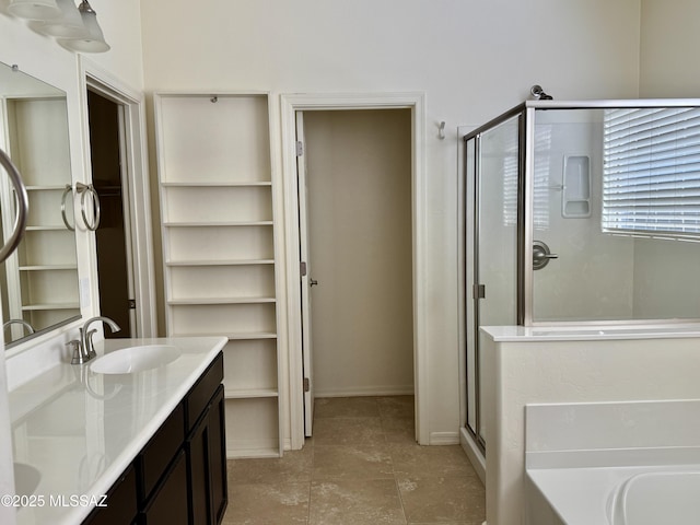 8361 N Mountain Stone Pine Way, Tucson, AZ 85743 - bathroom featuring a shower stall, double vanity, and a garden tub