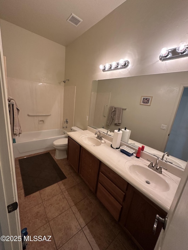 13049 N Woosnam Way, Oro Valley, AZ 85755 - bathroom featuring tile patterned flooring, double vanity, and shower / washtub combination