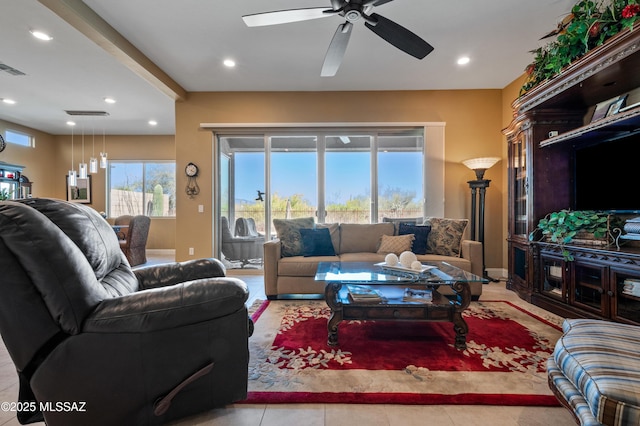 14326 Whitehorn Pl, Marana, AZ 85658 - living room with ceiling fan and recessed lighting