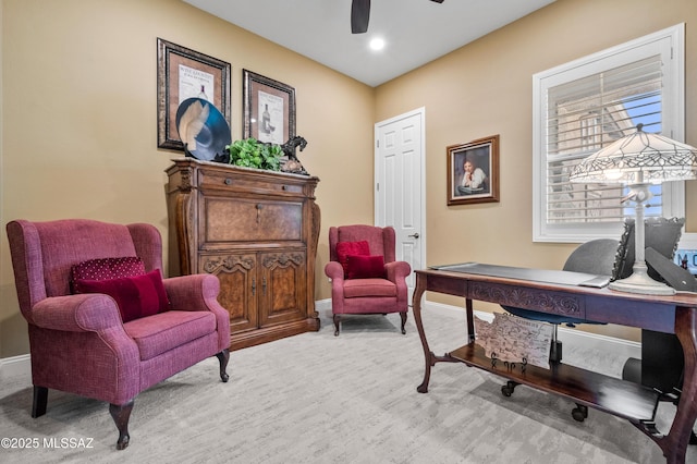14326 Whitehorn Pl, Marana, AZ 85658 - office space featuring ceiling fan, wood finished floors, and recessed lighting