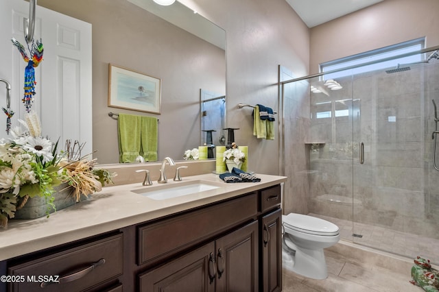 14326 Whitehorn Pl, Marana, AZ 85658 - bathroom featuring vanity, a stall shower, and tile patterned floors