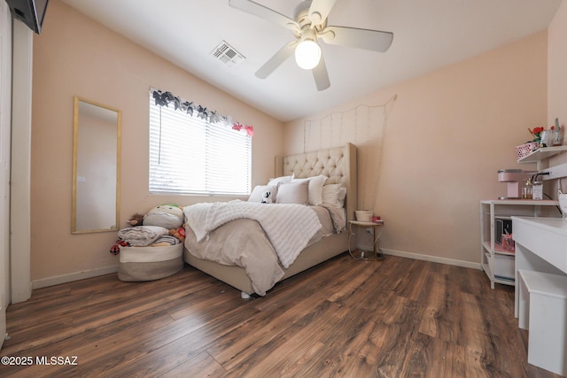 6976 Somerton Dr, Tucson, AZ 85743 - bedroom with dark wood-style floors and a ceiling fan