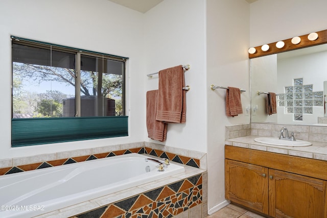 10380 E Rancho Del Este Dr, Tucson, AZ 85749 - full bathroom featuring vanity, a garden tub, and tile patterned floors