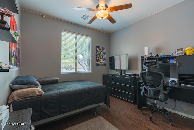 14199 N Bronze Statue Ave, Marana, AZ 85658 - bedroom with wood finished floors and ceiling fan