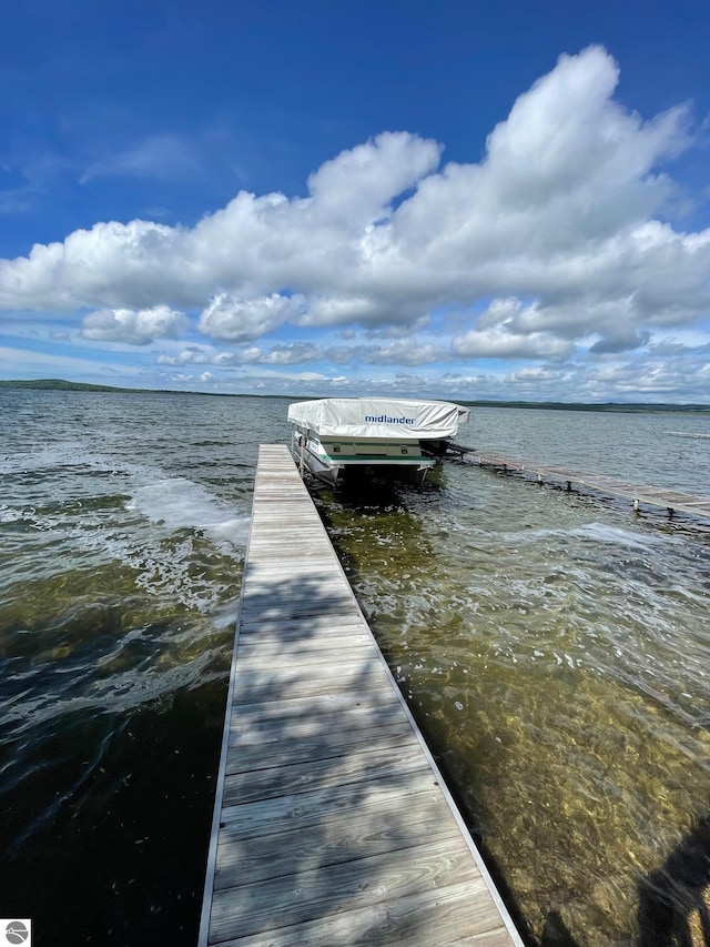 view of dock featuring a water view